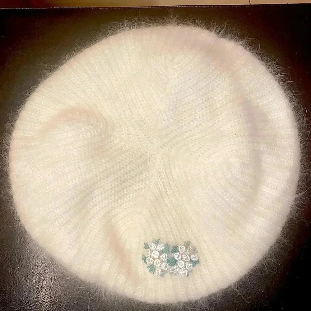 Floral Angora Beret